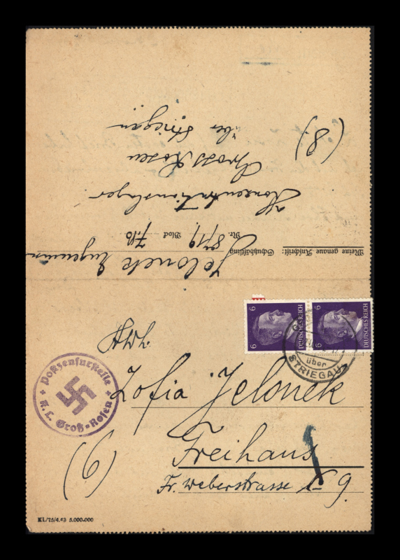 27a List Eugeniusza Jelonka z obozu w Gross Rosen