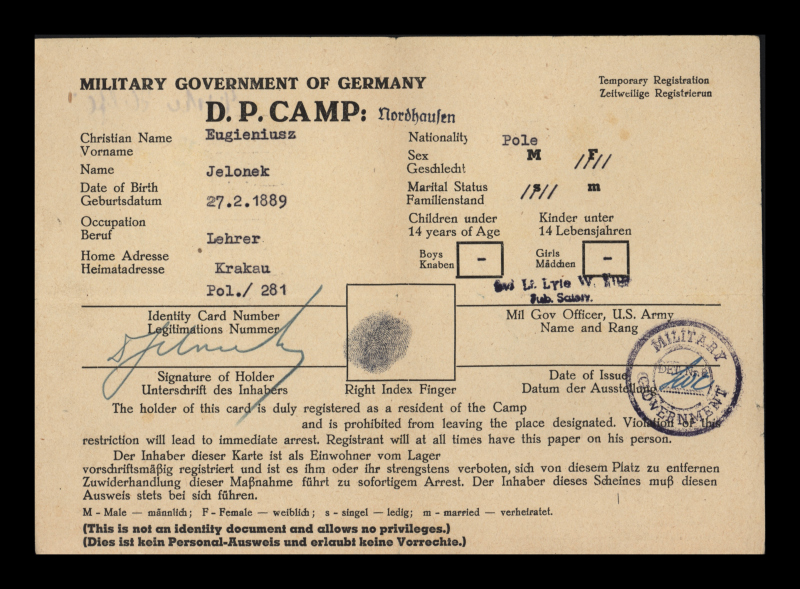 28 Dokument potwierdzający, że Eugeniusz Jelonek był więźniem obozu koncentracyjnego w Nordhausen